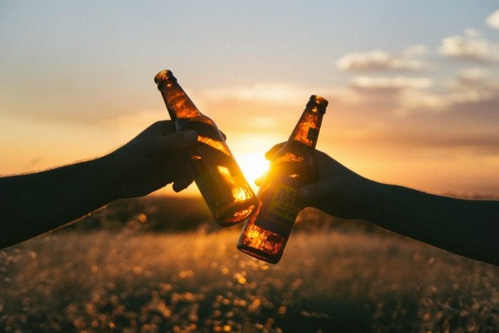 cheers | have a beer with friends | camping with sunset