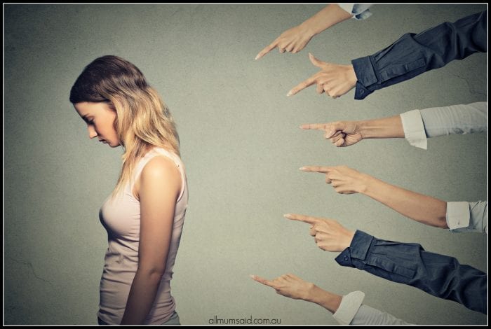 online bullies pointing fingers at girl