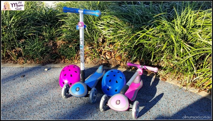 Globber scooters folded up