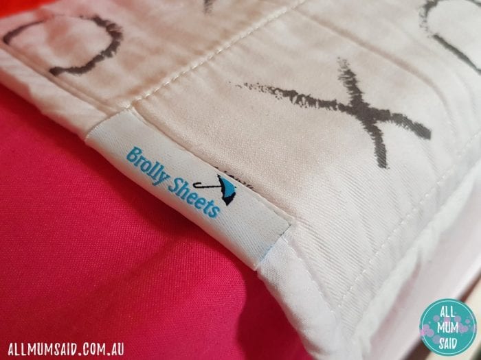 Brolly Sheets bed wetting sheet close up